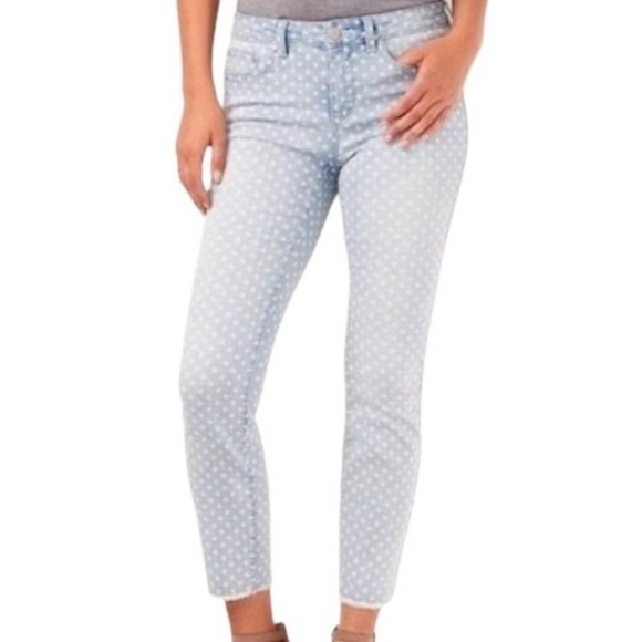 LC Lauren Conrad Denim - LC Lauren Conrad Skinny Crop Jeans Stretch Denim Blue Polka Dot Size 4